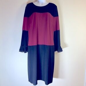 Karl Lagerfeld Paris Long Sleeve Color Block Shift Dress. 18. NWT.
